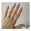 Wedding Rings Minimalist Mti Bead Freshwater Pearl Geometric Women Finger Jewelry Fashion Adjustable Elastic Ring One Size Drop Deliv Dh6Ol