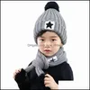 Kapelusze szaliki zestawy zimowe miękkie polaru dzianinowy kapelusz set Zestaw dla dzieci zagęszczona czapka na urodziny upuszczenie dostawy mody ACCE OTK5Q