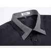 قمصان رجالي غير رسمية من VISADA JAUNA 100٪ قطن بياقة مزدوجة تتميز قمصان رجالي قميص غير رسمي بأكمام طويلة قمصان رجالي غير رسمية ضيقة N5133 230114