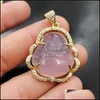 Pendant Necklaces Green Jade Buddha 925 Sier Plated Bright Gold Chalcedony Maitreya White Agate Pendants Without Chain 2177 Q2 Drop Dhc5F