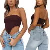 Damestanks zomer dames sexy strapless camisole meisjes stevige back tie -up onregelmatige zoom mouwloze borst wrap gebreide tops 2023 mode