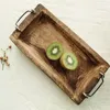 Plates Log Tray Rectangular Wooden Tea Solid Wood El Dinner Coffee Serving Dessert Bread Snack Fruit Storage Decorative WF