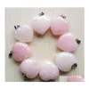 Arts And Crafts Natural Stone Charms 30Mm Heart Shape Pink Rose Quartz Pendants Chakras Gem Fit Earrings Necklace Making Assorted Dr Dh37T