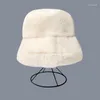 Berets Fashion Women Fluffy Fur Bucket Hat Winter Warm Soft Plush Fisherman Panama Cap Femme Vintage Leopard Bob Sunbonnet Visors Gorro