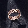 Bagues de bande 5mm pétales creux mariage pour femmes or rose bandes de fiançailles en acier inoxydable bague saint valentin bijoux cadeau goutte Deli Dhhah