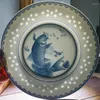 Placas de 8 polegadas Jingdezhen Dinner Cerâmica Vintage Vintage Blue e Branco Placa de porcelana Baixo de Tableware Bolo Pasta