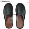 Slippers Cow Leather slippers men big sizes Linen home male indoor house for Men's slippers women man slipper Luxury soft Flat shoes 0120V23