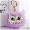 Key Rings Cute Pompom Jewelry Trendy Animal Owl Keyring Lovely Faux Rabbit Fur Ball Keychain Women Keyfob Holder P44Fa Drop Delivery Dh0Cp