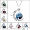 Pendant Necklaces Vintage Hollow Carved Gemstone Necklace Moon For Man Women Fashion Jewelry Drop Delivery Pendants Otlj8