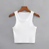 Women's Tanks Summer Crop Top Women Fashion Solid White Black Blue Brown Grey Slim Fitted Tank