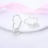 Hoop Earrings 2023 925 Silver Asymmetrical Heart Double Charm For Women Feather Earring Jewelry Birthday Gift