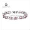 Arrivée de chaîne de liaison 3a CZ Bracelets à coupe carrée ronde pour femmes Bracelet de tennis glacé rose