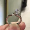 Anéis de casamento clássico seis zirconia cúbica para mulheres acessórios de engajamento Design simples jóias femininas de luxo