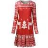 Casual jurken slanke lange dames kleden kerst o-neck mouw print kort patchwork dames tiener voor dames zomer