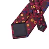 Bow Ties SN-1744 Rode bloemen stropdas set voor mannen zijden heren tie pocket square hanky manchetknopen formeel zakelijk huwelijk