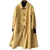 Cappotto lungo da donna in misto lana a doppia faccia, versione sciolta, moda femminile. Cappotto lungo da donna