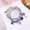Strand Double Layer Bohemia Star Moon Crystal Beads Pendant Bracelet Bangles Women Wedding Party Charm Jewelry Beaded Strands