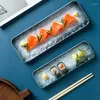 Plattor Sushi Plate Japanese Sashimi Flat Commercial Ceramic Breakfast Dessert Creative Snack Square Set Serving Platter