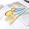 Dinnerware Sets Western Cutlery Set White Gold 32Pcs Tableware Stainless Steel Spoon Fork Knife Dinner Complete Home Flatware