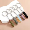 Nyckelringar Hexagonal Column Ring Natural Stone Opal Crystal Gem Keychain for Women Men Personlighetstillbeh￶r Drop Leverans smycken Dhowt