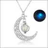 Lockets Essentials Oil Diffuser Necklace Glow In The Dark Aromatherapy Floating Moon Pendant Necklaces For Women Fashion Jewelry Dro Ot6He