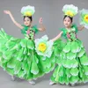 Scen Wear Girls Spanish Dancer Costumes Sexig Flamenco Dancing Dress Outfits Performance Flowers Ballroom Dance 360 ​​Degrees