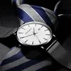 Polshorloges Minimalistische heren Fashion Business Horloges Men Ultra dunne roestvrijstalen mesh riem kalender Analog Quartz Watch Relogio