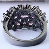 Eheringe Ufooro Schöne Rosa Kristall Blume Weibliche Antike Silber Farbe Einzigartige CZ Engagement Schwarz Ring Für Frauen RB0843F