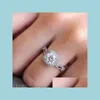 Pierścień Pierścień Diamond dla kobiet kreatywny sier kolor zaręczynowy przyjęcie weselne kwadratowy kamień szlachetny upuszczenie dostawy dhuep