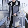 Men's Down 2023 Winter Cotton-Padded Coat Male Korean Hooded Thickened Youth L Fur Collar Long Cotton Jacket