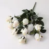 Decorative Flowers & Wreaths Retro 9 Heads Bud Rose Bouquet Artificial For Home Wedding Decoration Silk Roses Handle Fall Decor Fake