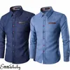 Heren Casual Shirts Mens Mens Fashion Denim overhemd Solid Color Lange Mouw Slim Fit Button Down Casual Top mannelijke luxe formele shirts 230114