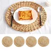 Table Mats 35cm Natural Water Gourd Woven Placemat Round Rattan Mat Pad Green Tropical Wedding