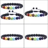 Kunst en ambachten 8 mm zwarte lava steen 7 chakra kralen armbanden diy aromatherapie etherische olie diffuser armband stretch yoga sieraden dhvly