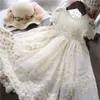 Vestidos de menina flor lace garotas vestido bordado noite noite filhos roupas crianças para concurso de princesa tamanho 3 5 8 anos