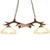 Pendant Lamps Creative Antique Resin Nordic Personality Living Room Dining Chandelier Glass Antler Lamp E14 2.