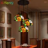 Lâmpadas pendentes Restaurante Small Candelier Dinning Room Lights Coffee Shop Bar Study Corredor Lamp Tiffany Glass European Retro