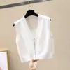 Chaleco de punto sin mangas para mujer versión coreana corta cuello en V ajustado sin mangas suéter cárdigan Sexy Top ropa de mujer