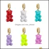 Charms Cute Resin Zircon Teddy Bear Charm Cuore di cristallo Collana girocollo in metallo dorato per donne Ragazze Party Risultati gioielli fai da te Drop D Otzhd