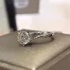 Anéis de casamento clássico seis zirconia cúbica para mulheres acessórios de engajamento Design simples jóias femininas de luxo