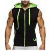 Heren tanktops zomer mannen mouwloze bodybuilding hoodie workout solide slank vest camiseta casual capuchon sweatshirt vesten my359