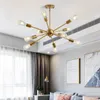 Chandeliers 10 Arms Brushed Nickel Black Tube Brass Modern Pendant Lamps Antique Gold Industrial Stair Lighting Fixtures