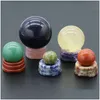 Stone Natural Crystal Agate Ball Base Decoration Egg Shaped Bottom Supporting Round Bead Seat Ornament Drop Leverans smycken Dhzju