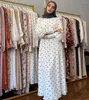 Casual Dresses Donsignet muslimsk klänning mode abaya dubai tryckt kvinna elegant långa applikationer kalkon