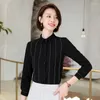 Women's Blouses 2023 Autumn Fashion Simple Basic Striped And Shirt For Women Business Work Wear OL Style Long Sleeve Ladies Blouse Tops