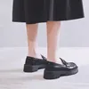 Отсуть обувь Boussac Black Punk Platform Women Loafers Round Toe Cunky Heel Vintage Slip на высоких насосах