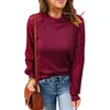 Women's T Shirts Women's Fashion T-Shirt Autumn Winter Long Sleeve Round Neck Lace Female Loose Waffle Patchwork Tops