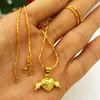 Colares pendentes 24k Gold cheio de anjo encantador coração para mulheres colar de cores puras jóias de casamento