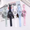 Wristwatches Sport Round Digital Watch Luminous Dial Casual Wrist Watches For Women Rubber Strap Fashionable Waterproof MenWristwatches
