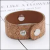 Arts et artisanat Punk larges bracelets en cuir bricolage vintage réglable PU Snap Bracelet Fit 18mm boutons bijoux livraison directe maison Garde Dhm9B